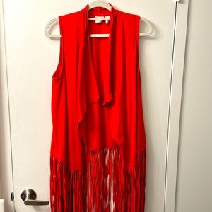 Red fringe western cowboy vest